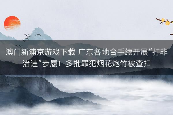 澳门新浦京游戏下载 广东各地合手续开展“打非治违”步履！多批罪犯烟花炮竹被查扣