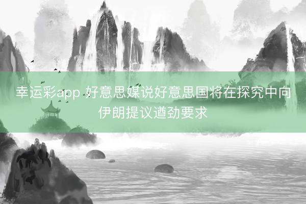 幸运彩app 好意思媒说好意思国将在探究中向伊朗提议遒劲要求