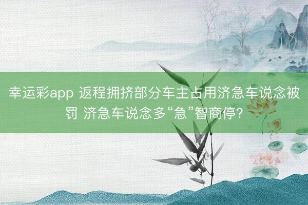 幸运彩app 返程拥挤部分车主占用济急车说念被罚 济急车说念多“急”智商停？